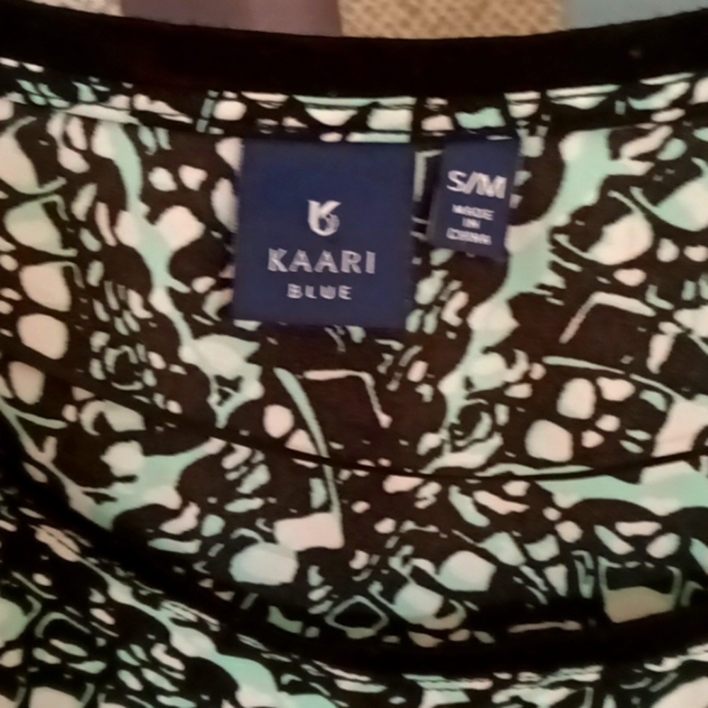 FINAL PRICE KAARI green black and white l/s layered blouse Size S/M